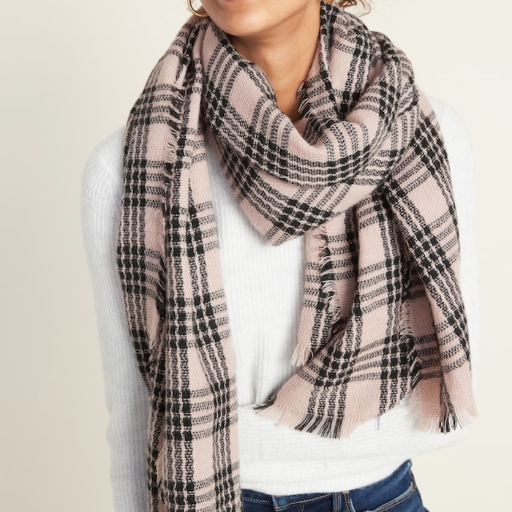 Fringed Oversized Flannel Scarf